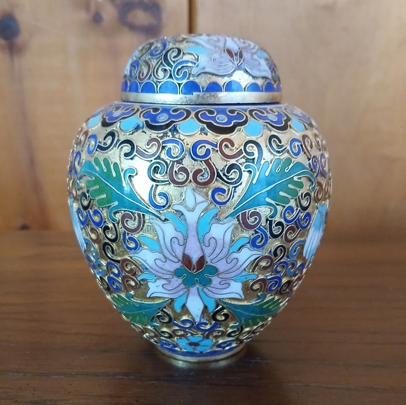 Vintage Chinese Cloisonné Vase Ginger Jar - Picture 4 of 12